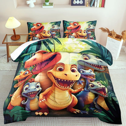 Dinosaur Comforter Set Queen Boys,Cartoon 3D Dinosaur Bedding Set Queen Bed Kids,3D Dragon