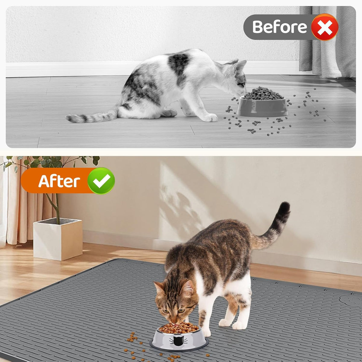 Cat Food Mat, 40" x 28" Extra Large Silicone Pet Feeding Mat with Raised Edge Pet Placemat for Food