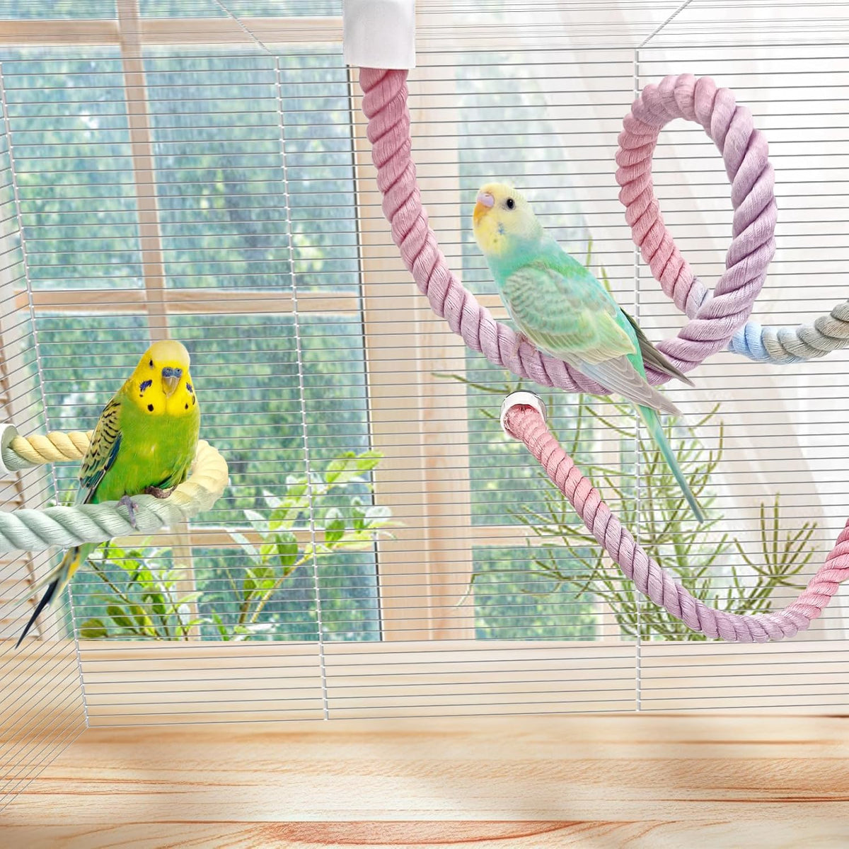 BNOSDM 3 Pcs Bird Rope Perches Gradient Colorful Bendable Climbing Rope Ladders Swings Toy Parakeet