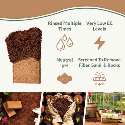 Coco Coir Brick (650gms) + Worm Bliss (1 Qt) + Char Bliss (1 Qt) - Organic Coco Coir for Plants