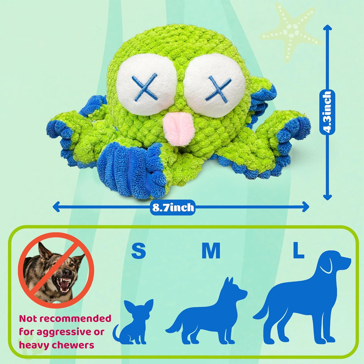 Interactive Octopus Dog Toys – Rechargeable Dog Squeaky Toy with Bouncing Ball, Music, Recording &