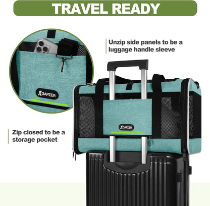 Cat Carrier 18"x11"x11" TSA Approved Ventilated Top Open Softsided Pet Air Travel Bag, Small Animal