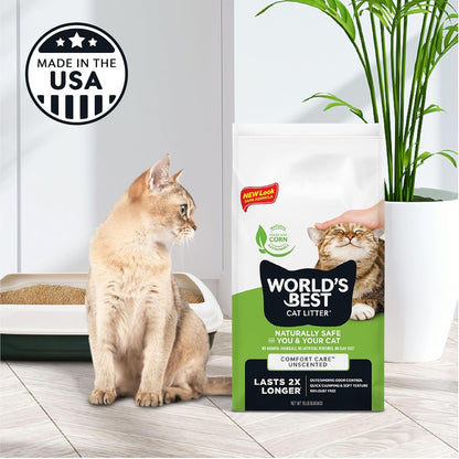 WORLD'S BEST CAT LITTER Comfort Care Unscented, 32-Pounds - Natural Ingredients, Quick Clumping