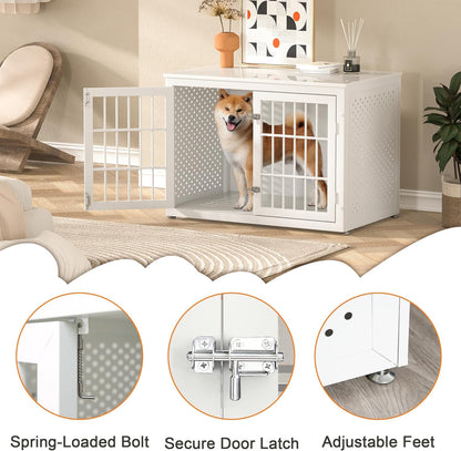 38" Heavy Duty Dog Crate Furniture for Large and Medium Dogs,Wooden Metal Kennel for High Anxiety