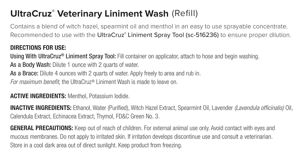 UltraCruz® Veterinary Liniment Wash for Horses, 1 gal Refill