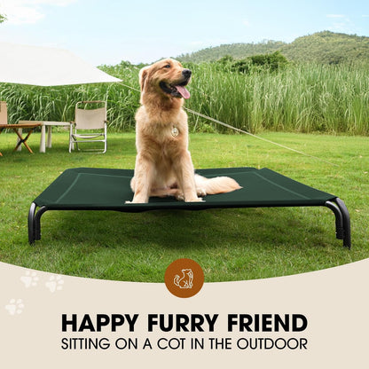 Elevated Dog Bed, Raised Outdoor Dog Bed for Large Sized Dog, Portable Cooling Pet Cot with