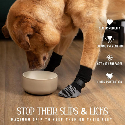 DOK TigerToes Premium Non-Slip Dog Socks for Hardwood Floors - Extra-Thick Grip That Works Even