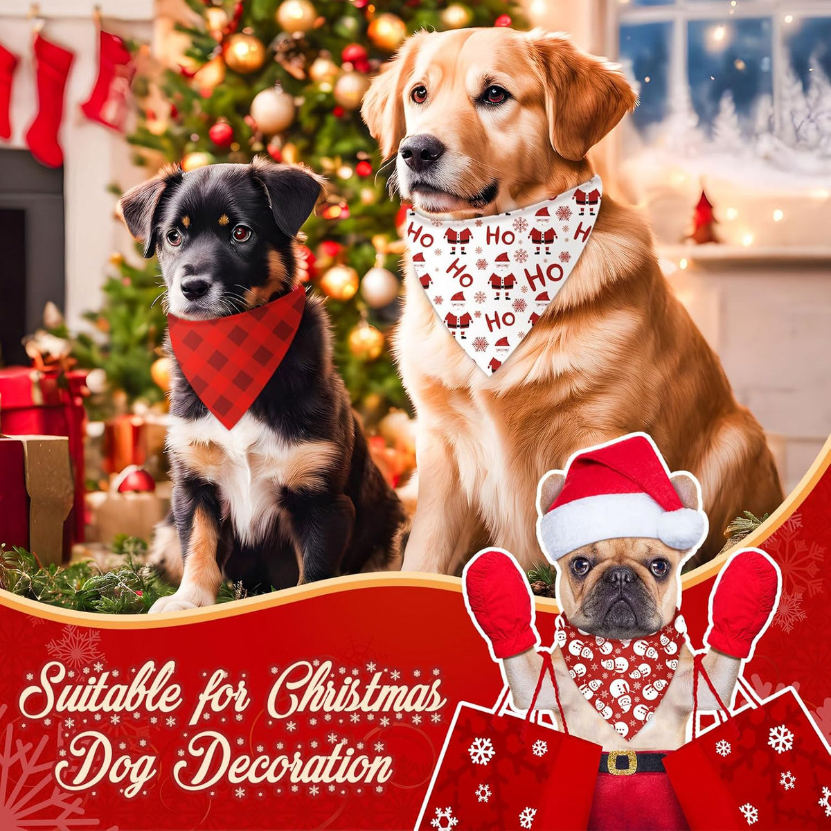Abbylike 50 Pcs Christmas Dog Bandanas Bulk Xmas Red and White Bandanas for Dogs Triangle Kerchief