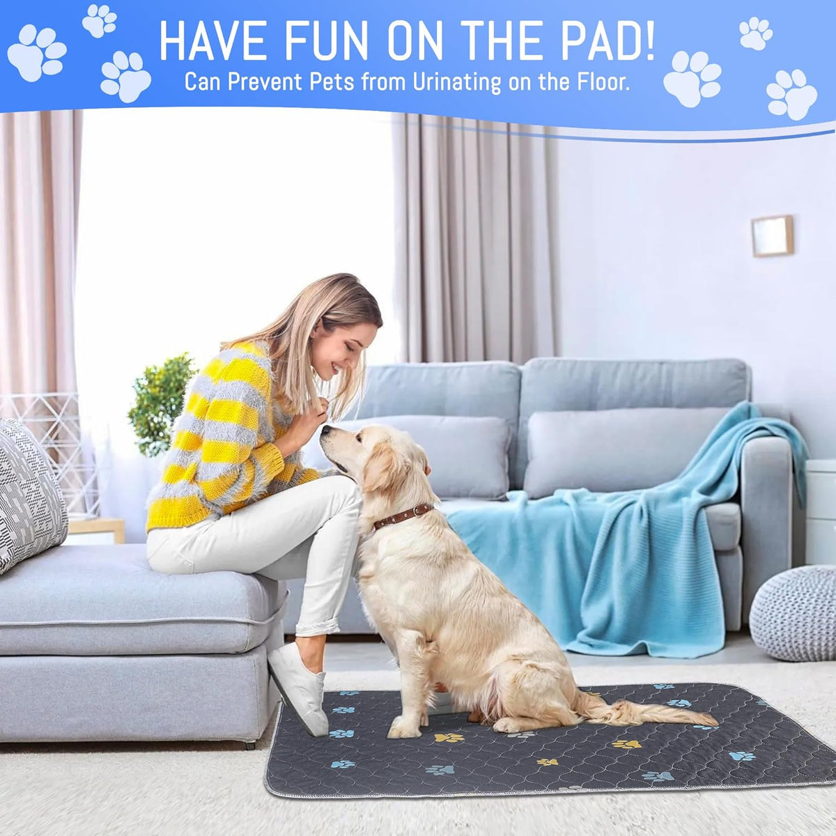 Aitmexcn Washable Puppy Dog Pee Pad, 100% Waterproof Whelping Training Mat for Puppy/Senior Dog