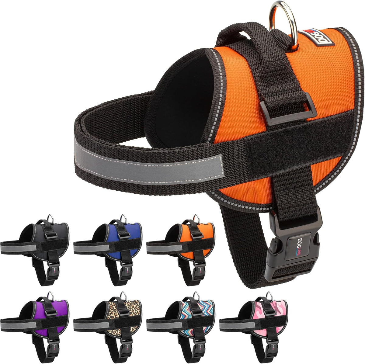Dogline Dog Harness, Reflective No-Pull Adjustable Vest with Handle for Walking, Training