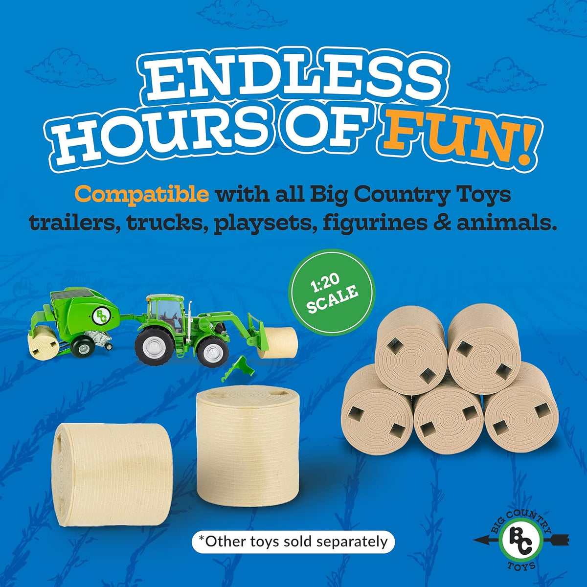 Big Country Toys 5-Piece Hay Bale Set - Toy Hay Bales for Farm Animal Toys for 3 Year Old Boys &