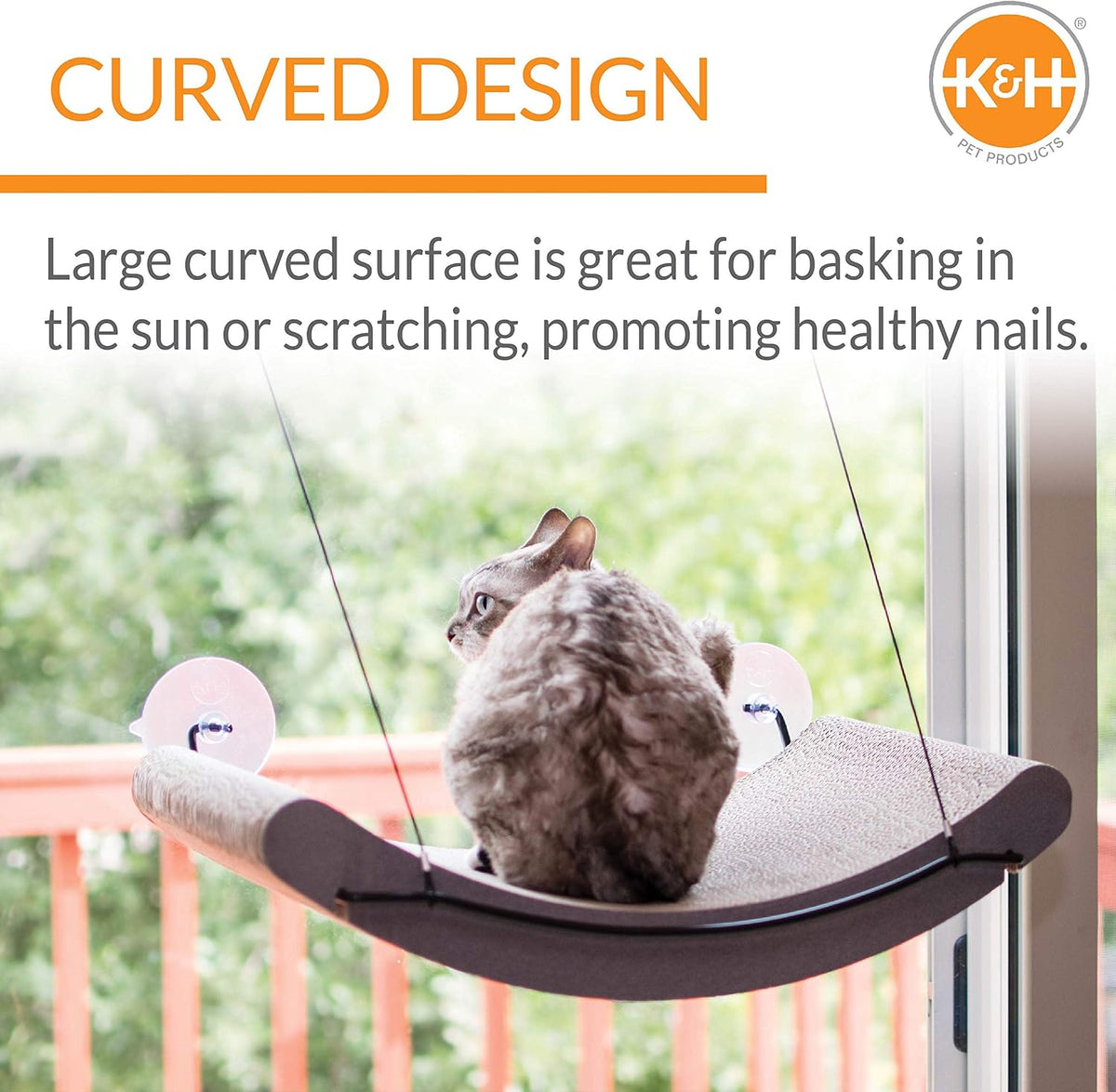 K&H Pet Products EZ Mount Cat Window Perch Kitty Sill Scratcher Cradle, Sturdy Window Perch for