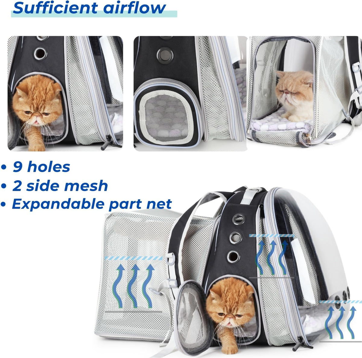 Lollimeow Cat Carrier Backpack, Bubble Dual Expandable Backpack Carrier, Pets and Small