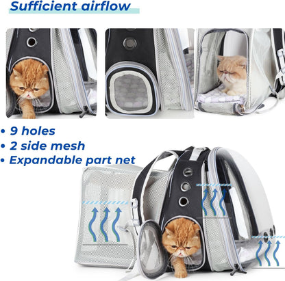 Lollimeow Cat Carrier Backpack, Bubble Dual Expandable Backpack Carrier, Pets and Small