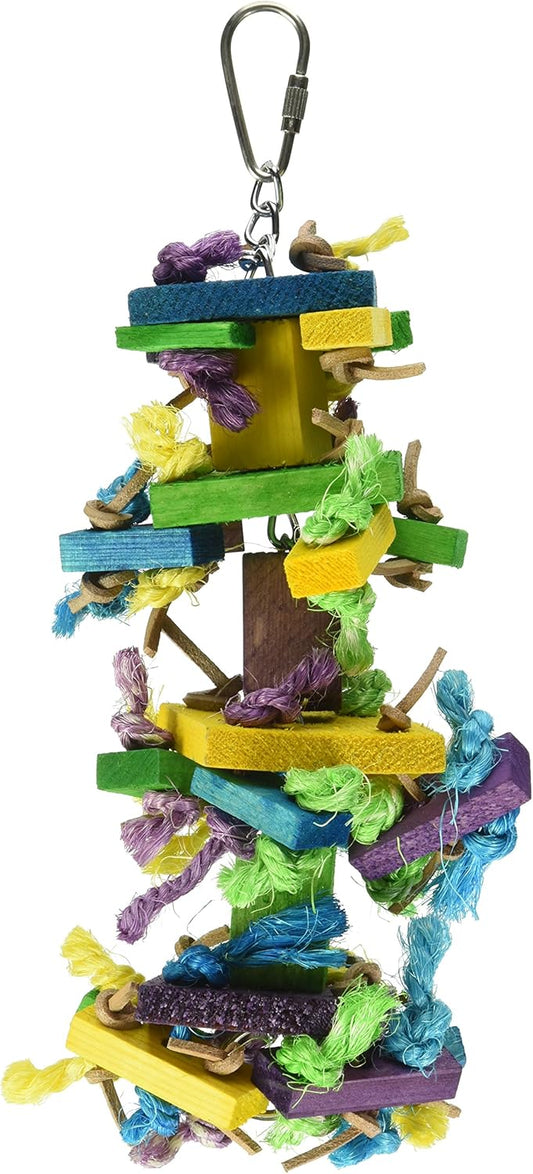 Featherland Paradise Knots N Blocks Bird Toy, Bird Toys, for Parrots, Cockatoos, Macaws, Very Large