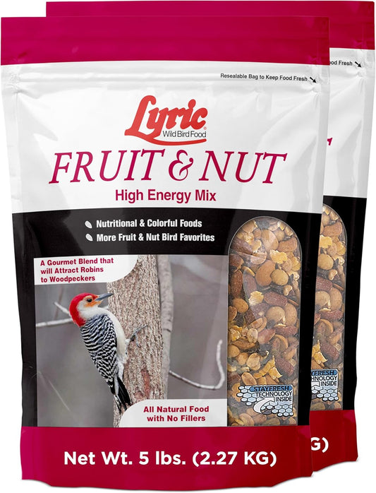 Lyric Fruit and Nut Wild Bird Seed - High Energy Wild Bird Food Mix - Attracts Woodpeckers