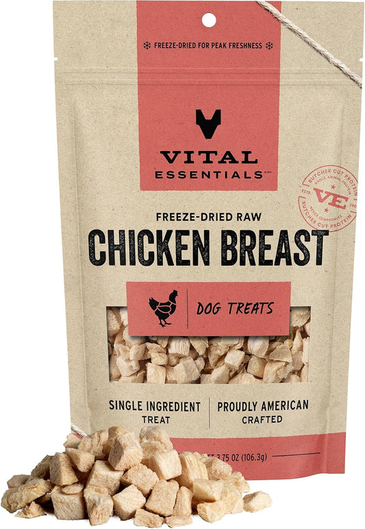 Vital Essentials Chicken Breast Dog Treats, 3.75 oz | Freeze-Dried Raw | Single Ingredient |