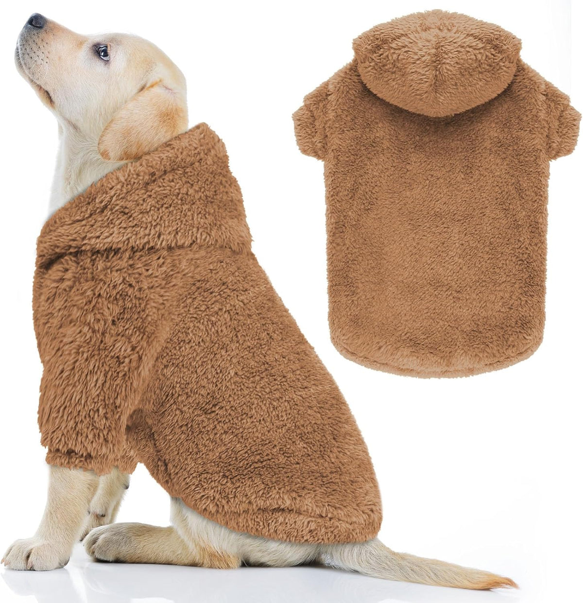 Fuzzy Dog Hoodie Dog Sweaters for Large Dogs Soft Double-Sided Plush Fleece Pet Sweater Pet Clothes