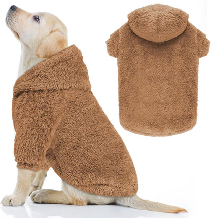 Fuzzy Dog Hoodie Dog Sweaters for Large Dogs Soft Double-Sided Plush Fleece Pet Sweater Pet Clothes