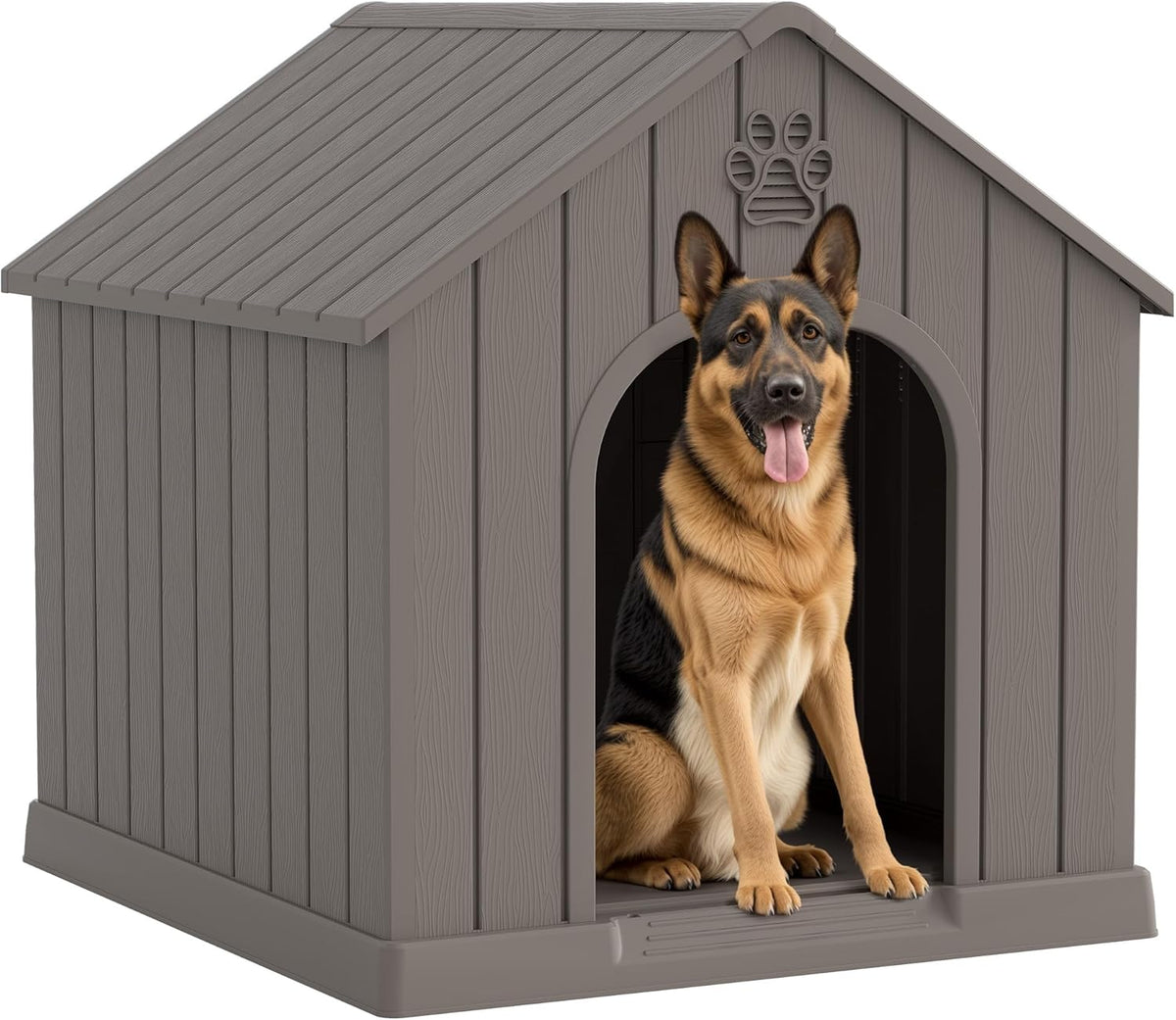 Large Dog House Outdoor Indoor for Medium Large Dogs, Durable Plastic Waterproof Doghouse with Air