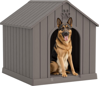 Large Dog House Outdoor Indoor for Medium Large Dogs, Durable Plastic Waterproof Doghouse with Air