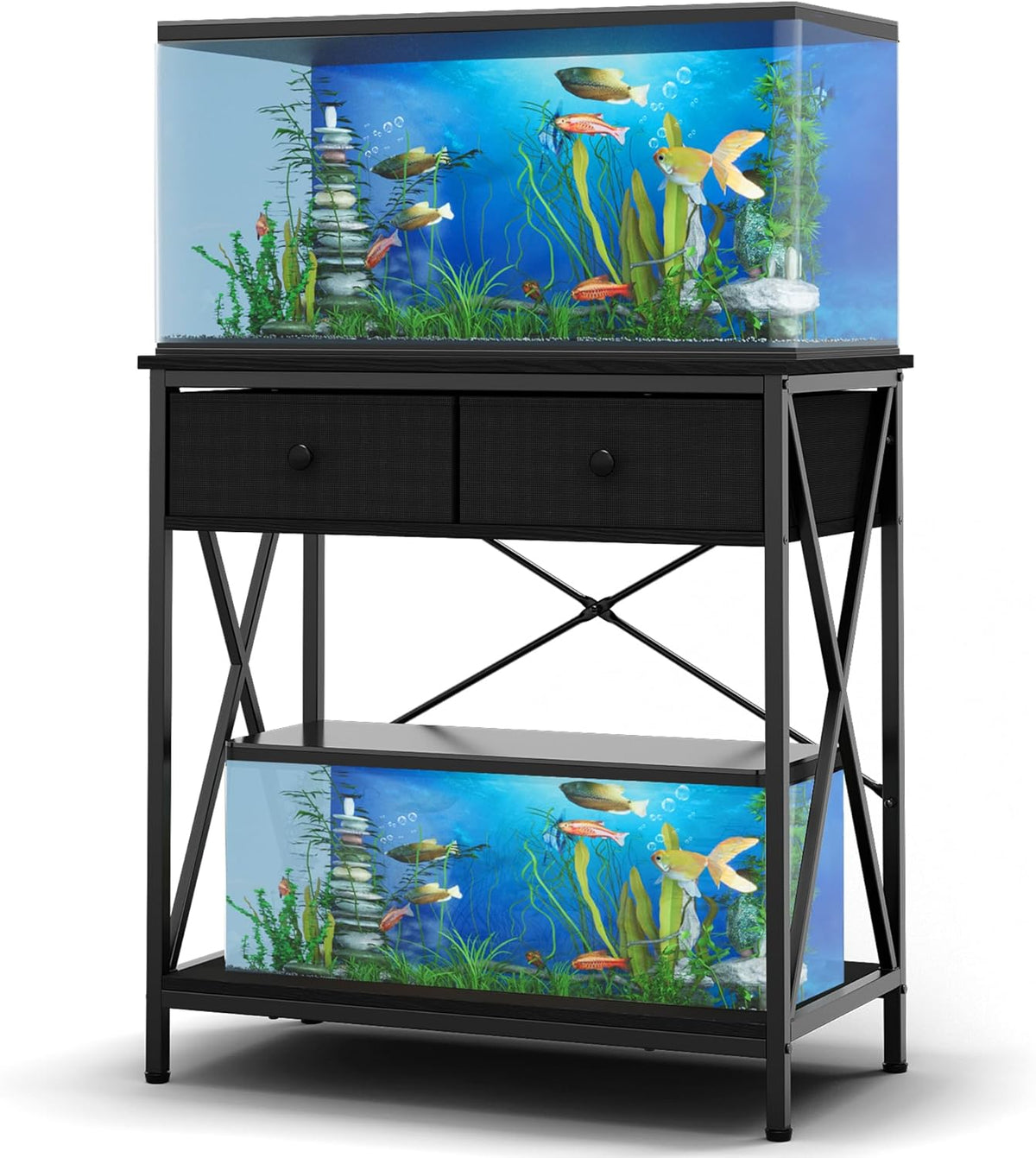 Fish Tank Stand 29 Gallon: Sturdy Aquarium Stand with Accessories Storage - Metal Fish Tank Table