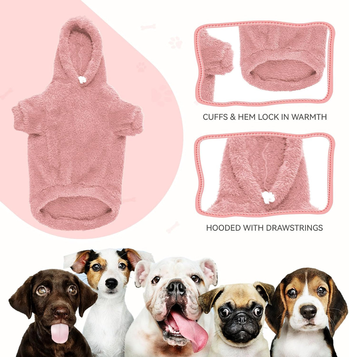 Fuzzy Dog Hoodie Dog Sweaters for Large Dogs Soft Double-Sided Plush Fleece Sweater Clothes Coats