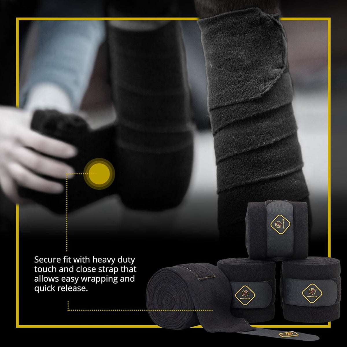 Kavallerie Elastic Fleece Bandages for Horses, Non- Slip and Snug fit Breathable Material for