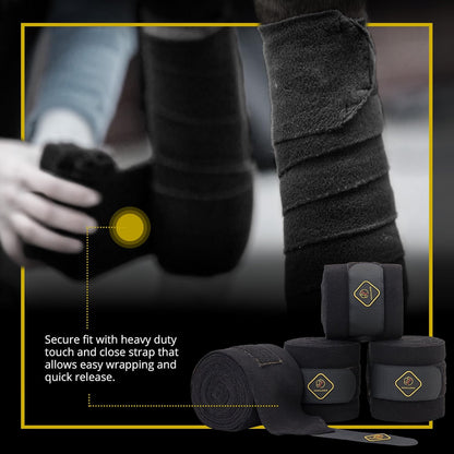 Kavallerie Elastic Fleece Bandages for Horses, Non- Slip and Snug fit Breathable Material for