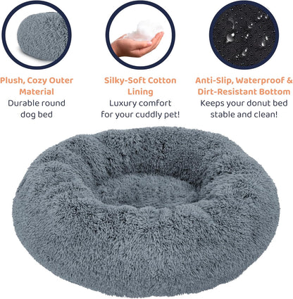 Donut Dog Bed - Premium Comfort for Anxiety Relief - Fluffy & Calming Design with Ultra-Plush