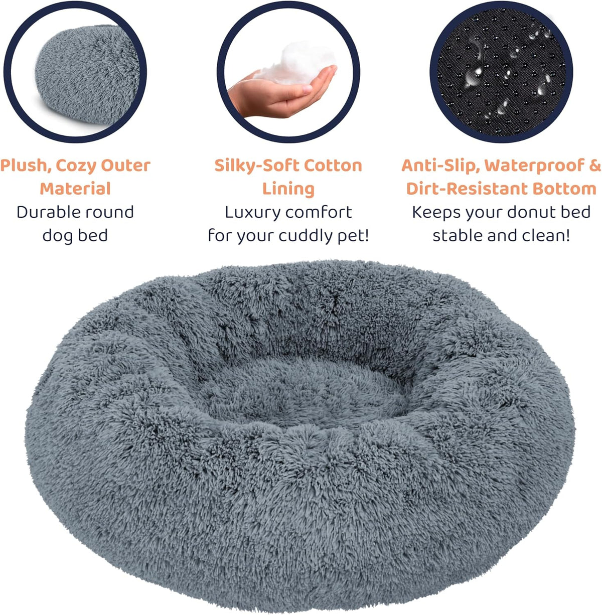 Donut Dog Bed - Premium Comfort for Anxiety Relief - Fluffy & Calming Design with Ultra-Plush
