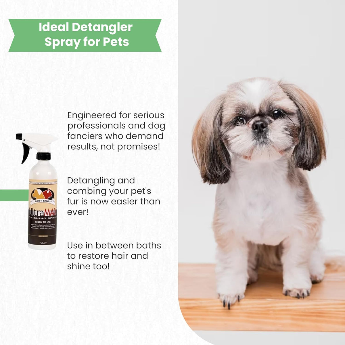Best Shot UltraMAX Pro Finishing Spray, Ideal Detangler Spray for Pets, Hydrating and Soothing Pet