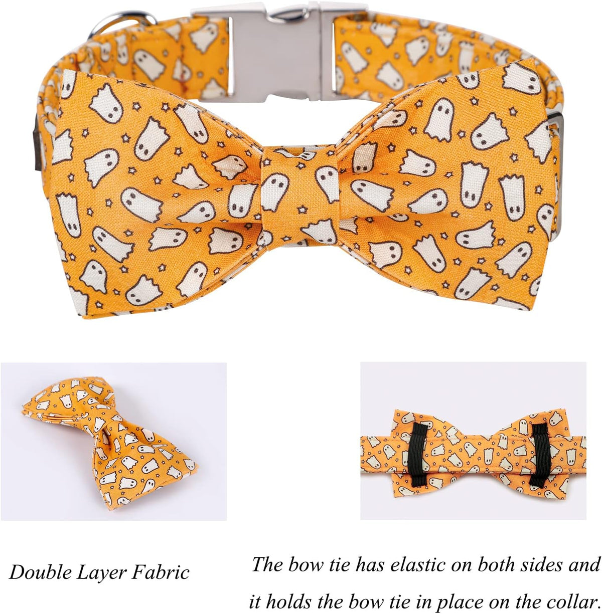Lionet Paws Halloween Dog Collar with Bowtie - Cute Cotton Adjustable Fall Bowtie Dog Collar with