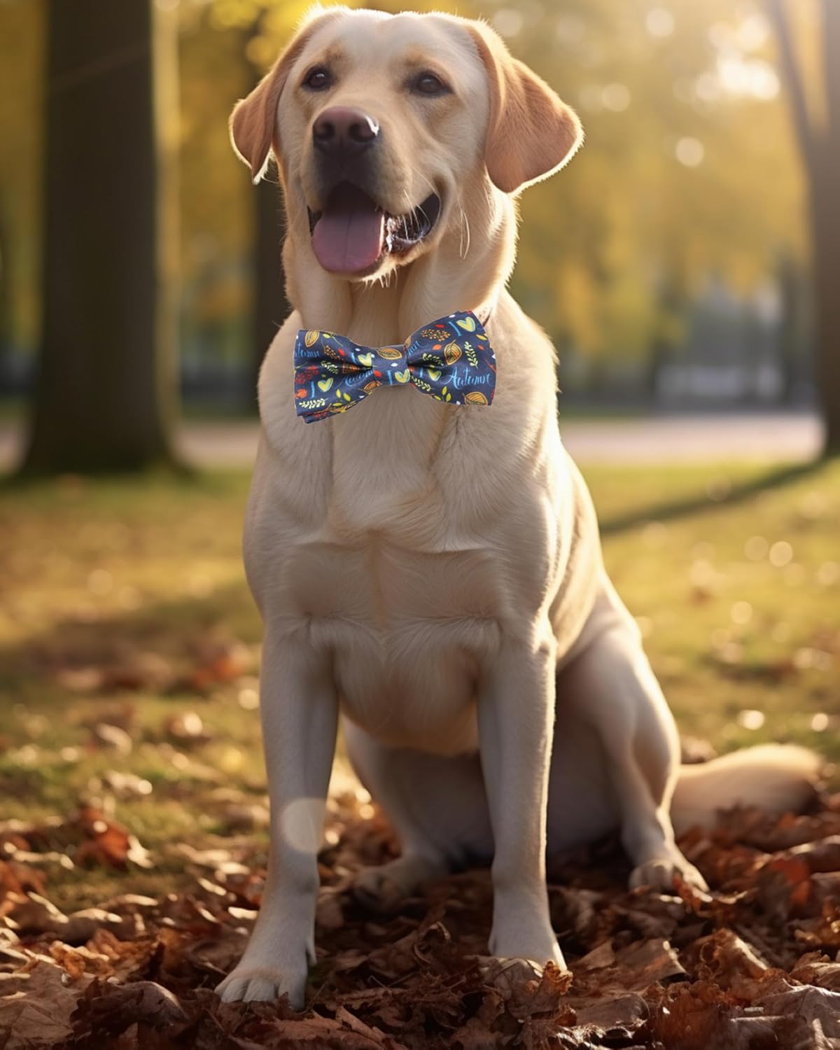 PET SHOW 10 Pack Fall Big Dog Bow Ties for Large Medium Dogs Sliding Collar Attachments Autumn