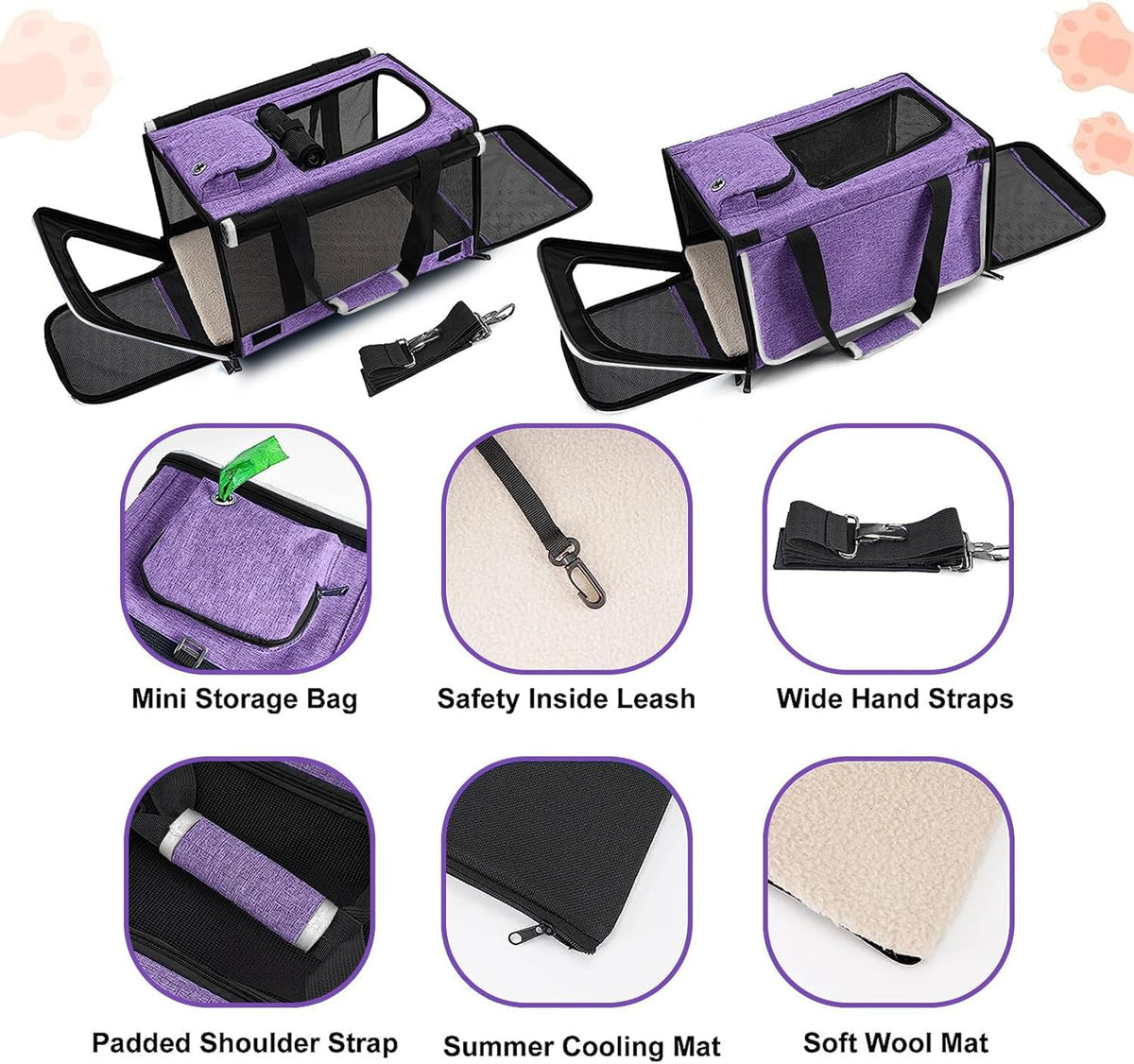 Carrying Bag for Yorkie Dog Travel Kennel Ventilated Softside Pet Carrier Tiny Dog Crate for Teacup
