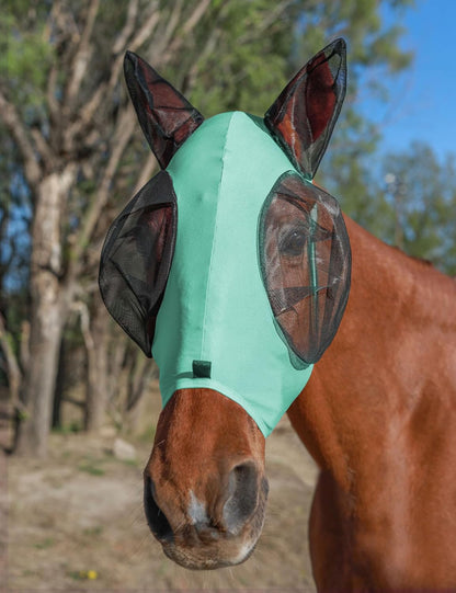 Horse Fly Mask with Ears, UV Protection for Horses, Elasticity with Big Mesh Eye Covers, Snug