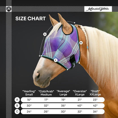 Kensington UV Horse Fly Mask with Web Trim - Protective Mask with Dual Ear Opening & Forelock