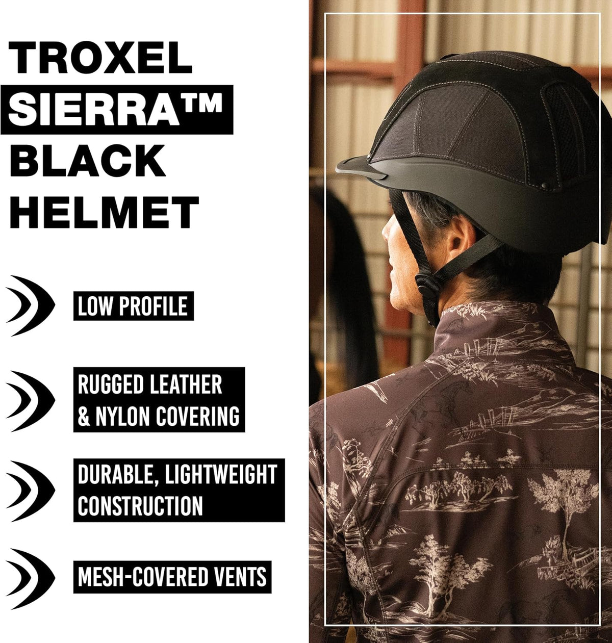 Troxel Sierra Rugged Horse Riding Helmet, Low-Profile, Self-Adjustable Design, Safety Horseback