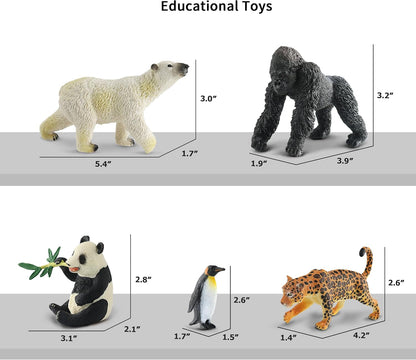 9 PCS Zoo Animal Toys for Kids 3-5 Realistic Plastic Wild Animal Figurine Toys Educational Learning
