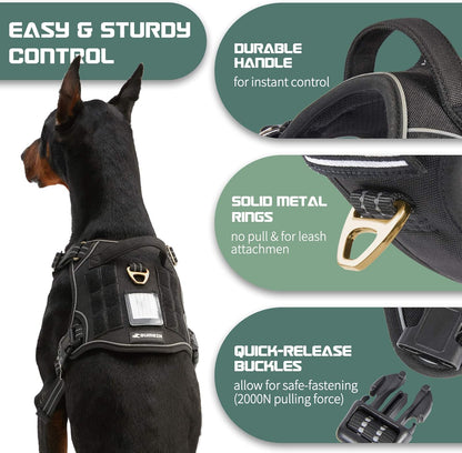 BUMBIN Tactical Dog Harness for Large Dogs No Pull, Famous TIK Tok No Pull Dog Harness, Fit Smart