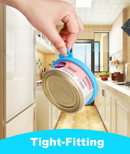 COMTIM Cat Food Can Covers Lids for 5.5 oz Cans, 2 Pack Silicone Cat Food Can Lids for 5.5 oz 5.3