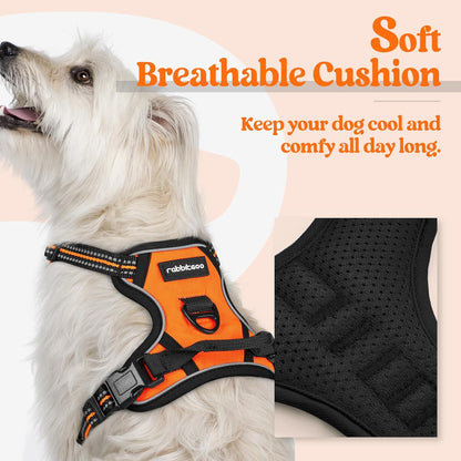 rabbitgoo Dog Harness No Pull with 2 Leash Clips, Adjustable Soft Padded, Reflective Oxford No