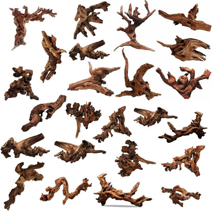 Hamiledyi 24 Pcs Small Driftwood for Aquarium 3"-5" Driftwood Branches Aquarium Decoration Reptiles