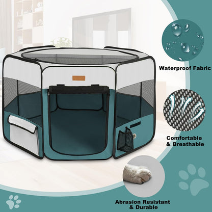 Dog Playpen, Portable Pet Play Pen for Cat, Puppies, Rabbits, Chickens, Foldable Large-Capacity Pet