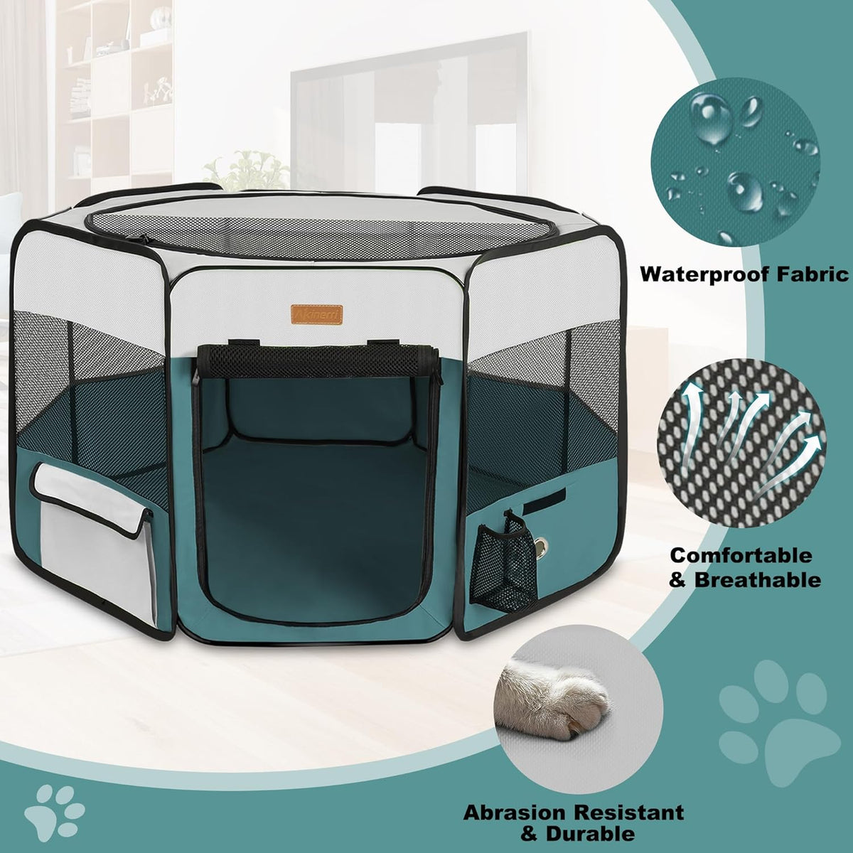 Dog Playpen, Portable Pet Play Pen for Cat, Puppies, Rabbits, Chickens, Foldable Large-Capacity Pet
