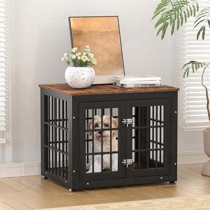 26 Inch Heavy Duty Dog Crate Furniture for Small Dogs, Decorative Pet House End Table, Wooden Cage