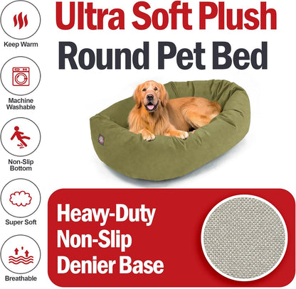 Majestic Pet 40 Inch Suede Calming Dog Bed Washable 40x29x9 (Inch) – Cozy Soft Round Donut Dog Bed