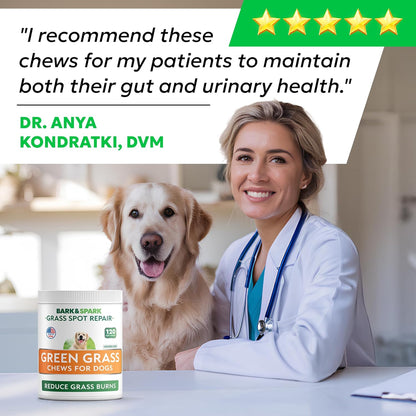 BARK&SPARK Green Grass Chews - Pee Grass Spot Saver Caused by Dog Urine - Urine Neutralizer for