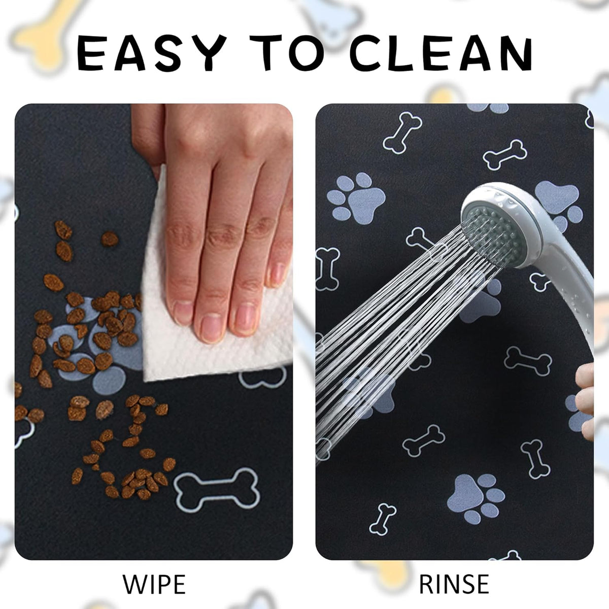 Pet Cat Dog Food Mat Non Slip Mat for Dog Water Bowl Mat Quick Dry Absorbent Cat Feeding Mat, 18.1