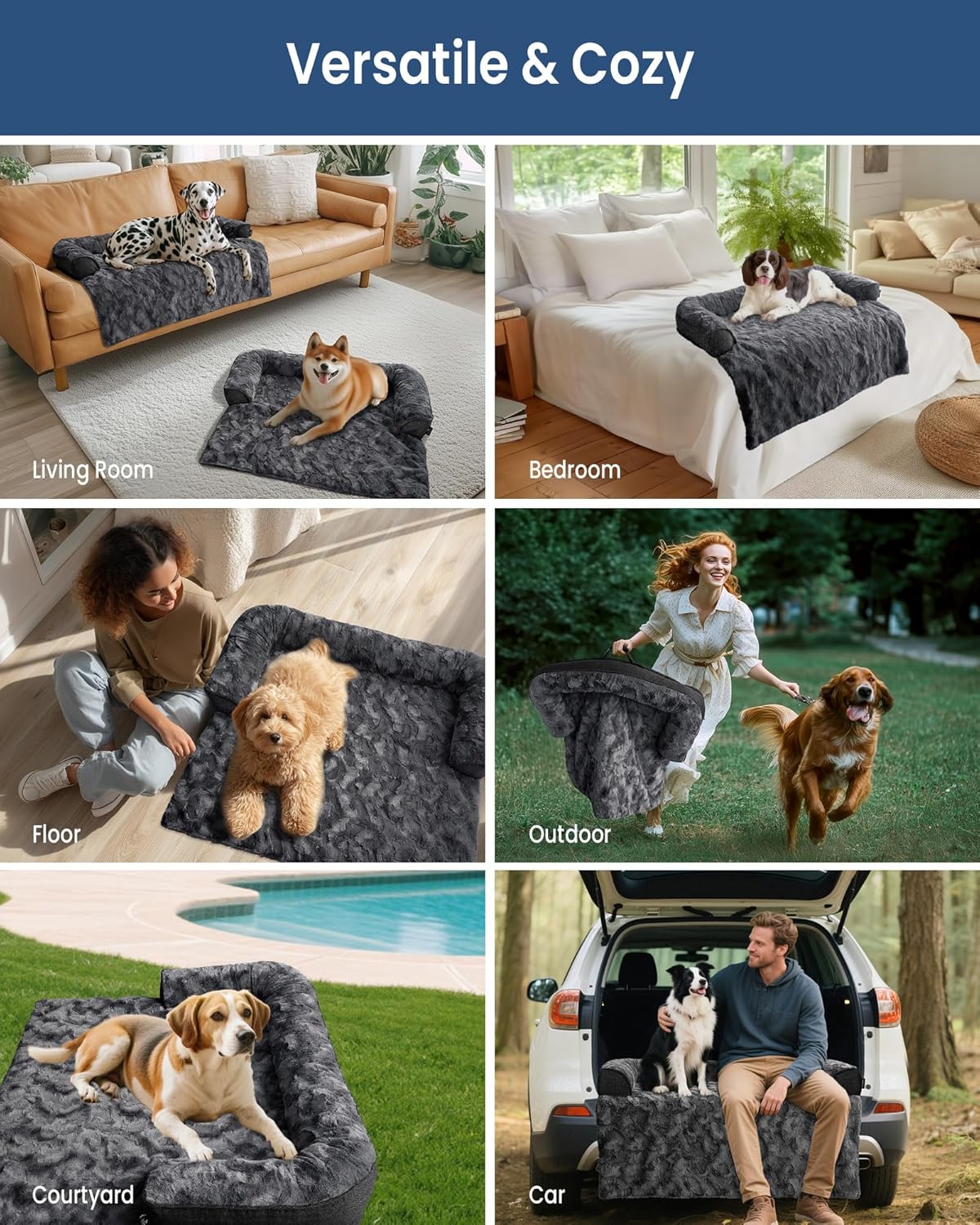 Calming Medium Dog Bed for Couch, 35 x 31 inch Removable Couch Cover for Dogs Washable, Non-Slip